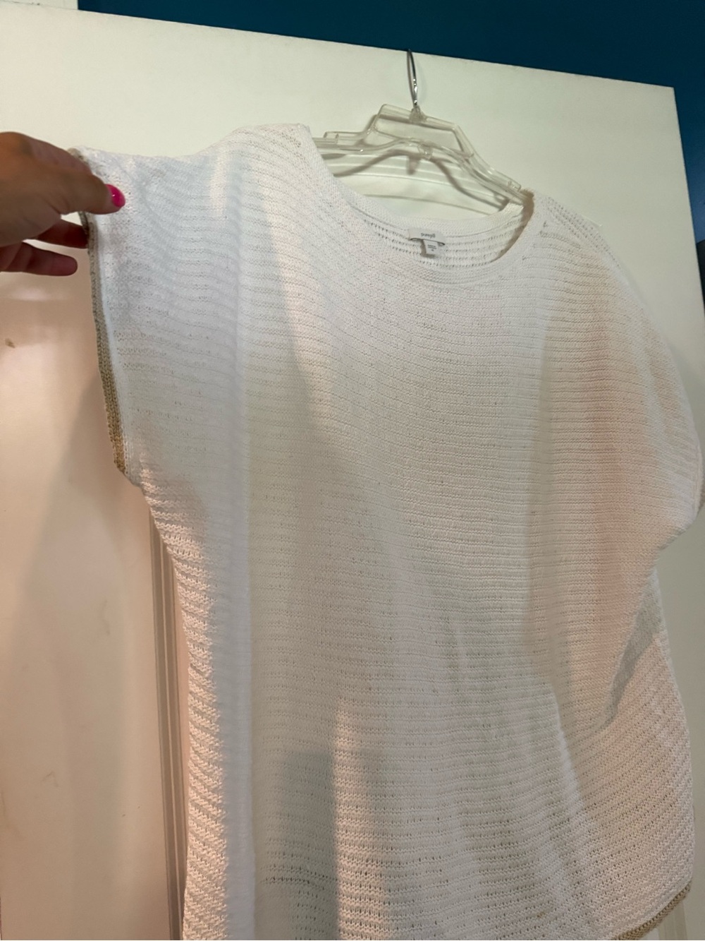 Lightweight White Knit Dolman Sleeve Tunic Top